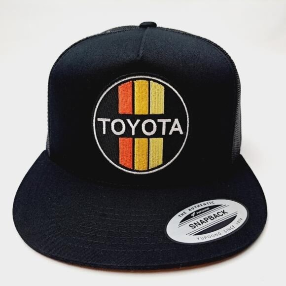 Toyota Retro Vintage Style TRD Pro 70s Embroidered Patch Flat Bill Trucker Hat - Picture 3 of 4